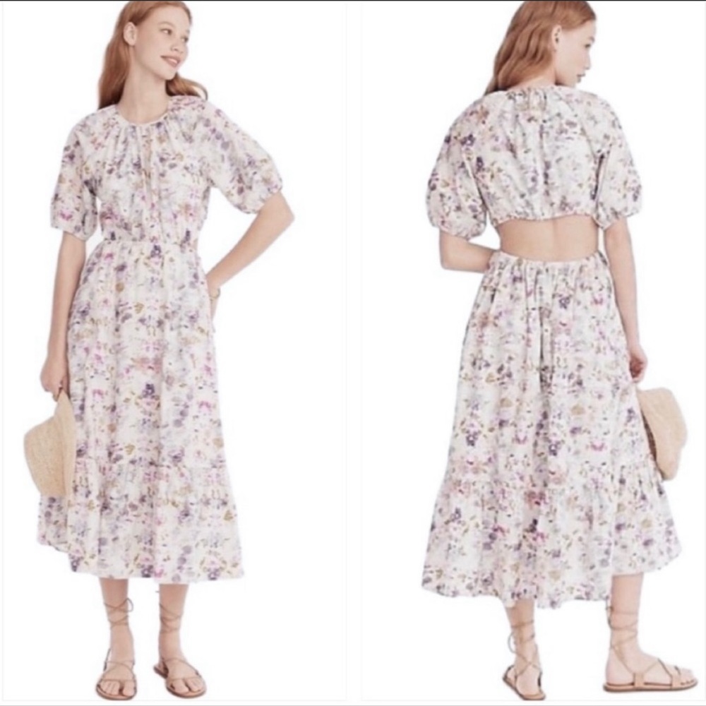 J. Crew Flora Obscura X Side Cut Out Dress